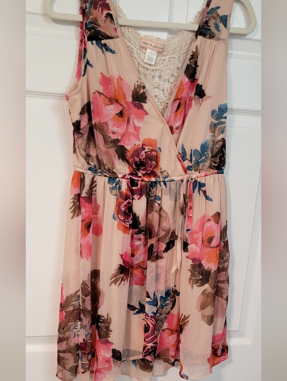 5 For $25 Band of Gypsies Cream Floral Crochet Yoke Sundress